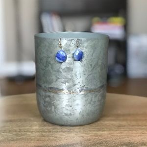 Blue and silver droplet earrings